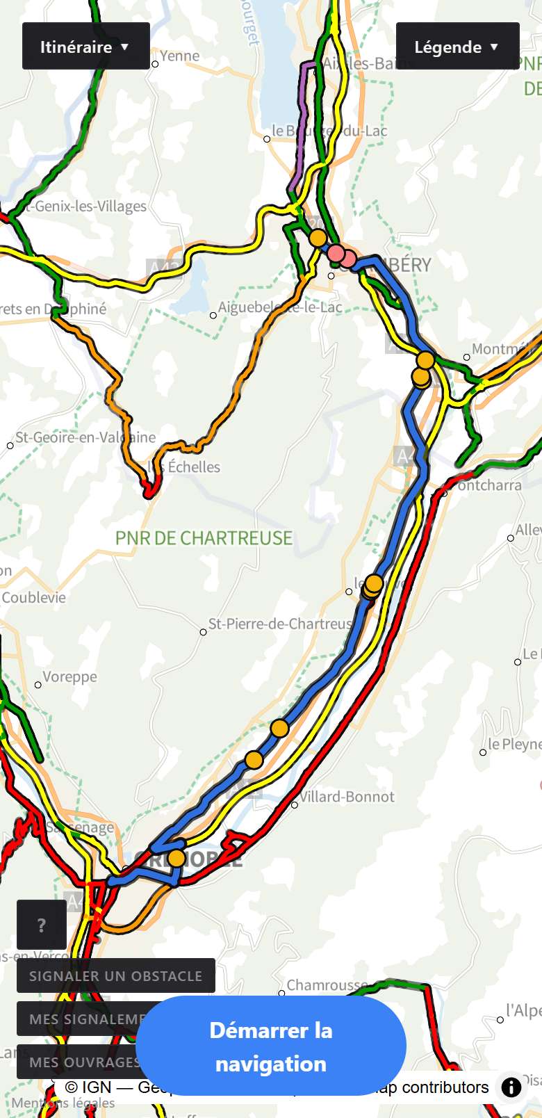 Aperçu d'un itinéraire prêt à naviguer